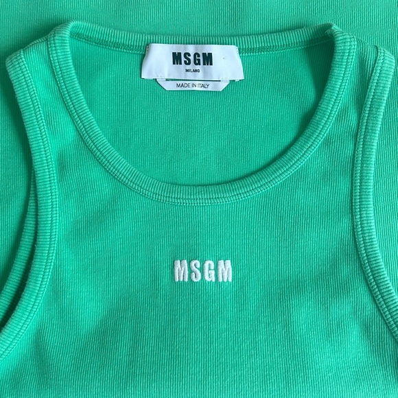 MSGM embroidered logo ribbed jersey tank top | green | XL - Picture 6 of 11